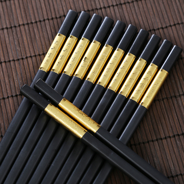不锈钢金属筷子十双装高档家用韩国日式防滑酒店筷合金筷子餐筷