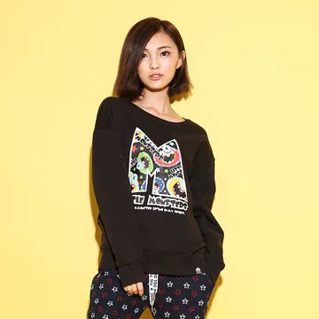 2016新款短款套头卫衣女韩版欧美风个性卡通字母印花上衣潮时尚