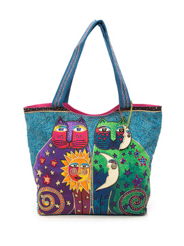 美国LaurelBurch艺术帆布包 欧美时尚彩绘情侣猫单肩包5170手提包