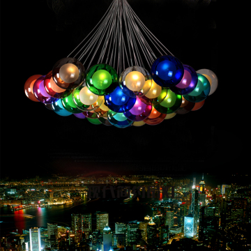 现代餐厅创意吊灯彩色玻璃球吊灯个性客厅吊灯艺术卧室书房吊灯