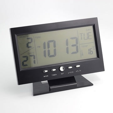 包邮电子温度计闹钟计时器时钟大屏幕夜光感应声控钟LED数字钟