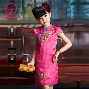 布布发现中国风童装旗袍2014夏季新款女童绣花旗袍儿童唐装旗袍裙