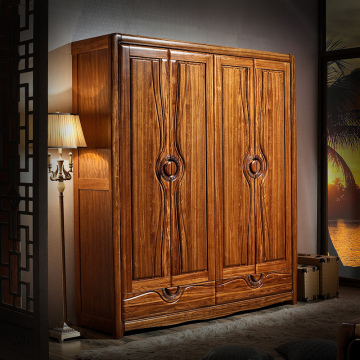 艾米芮实木衣柜乌金木四门衣橱纯储物柜现代全新中式实木卧室家具