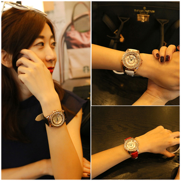 韩版潮流时尚手表女简约皮带水钻女表女学生手表非机械女士石英表