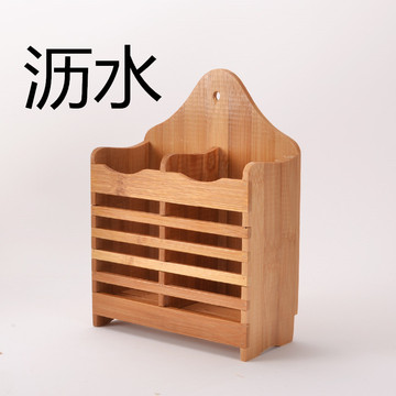 手工筷子筒 筷笼双筷筒木架筷子笼筷子架沥水筷子盒 餐具笼/架