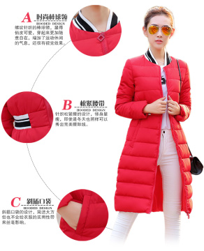 2015女装新款韩版羽绒棉衣中长款修身加厚棒球领大码学生棉服外套