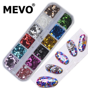MEVO美甲圆形亮片 金属色 贴片 完美弧度 不毛边 约2.5mm 12色/盒