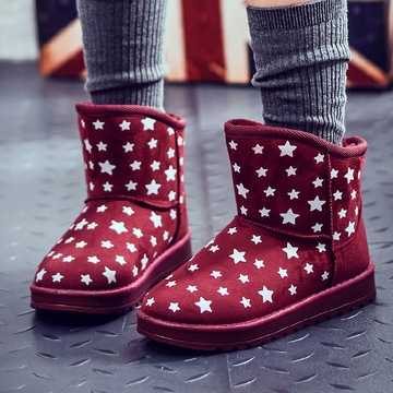 2015新款冬季女童短靴子儿童雪地靴单靴童鞋棉鞋套脚棉靴加绒加厚