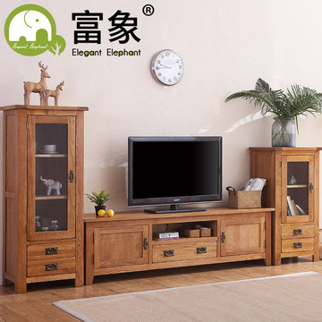全实木电视柜组合橡木客厅家具现代简约电视机柜子地柜矮柜储物柜