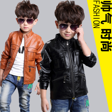男童皮衣童装2015新款韩版儿童PU皮夹克中大童外套秋季上衣3-12岁