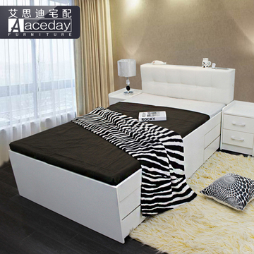 收纳高箱床日式榻榻米床储物床1.8米1.5简约现代板式床双人床软靠