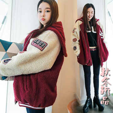 2015冬装新款韩版少女羊羔毛加厚宽松棉衣外套学生棉服女棉袄外套