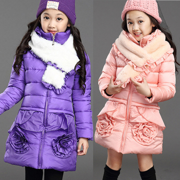 童装冬装2015冬季新款女童加厚棉衣羽绒棉服中长款棉袄中大童外套