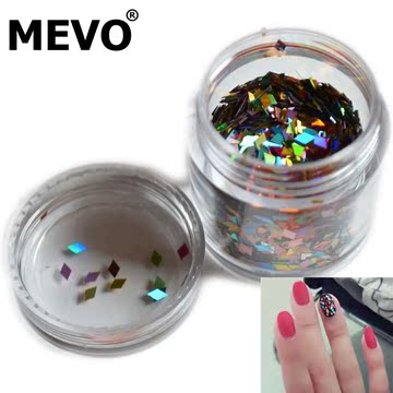 MEVO美甲饰品 工具 指甲亮片 菱形 彩色混色混装 2*3毫米 含罐