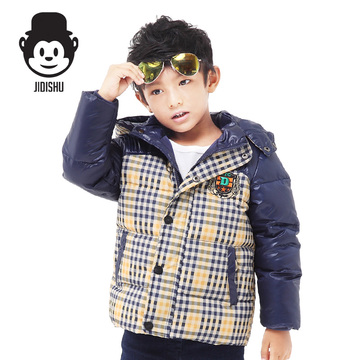 极地鼠2015新款男童儿童羽绒服拼接童装外套男女童连帽加厚羽绒服
