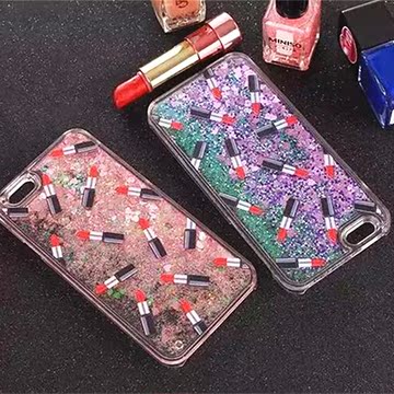 闪粉液体流沙化妆品苹果6s手机壳iphone6plus口红5S保护套潮萌女