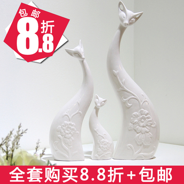 厂家直销工艺品陶瓷摆饰家居饰品客厅摆件创意现代装饰礼品动物猫