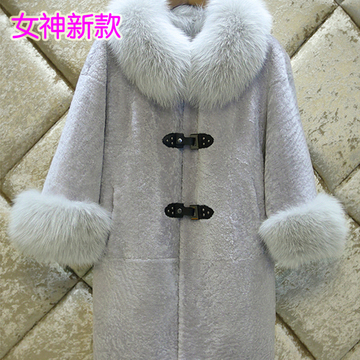2015冬季羊毛羊羔毛皮草新外套女士中长款羊剪绒皮草皮毛一体大衣