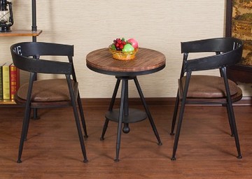 铁艺咖啡厅桌椅套件美式实木茶几阳台户外复古酒吧桌椅子休闲组合
