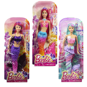 芭比娃娃Barbie芭比之美人鱼套装 尾巴闪光女孩玩具生日礼物DHC40