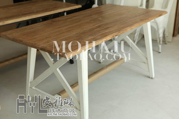 美式铁艺实木桌书桌写字桌台法式乡村风格复古办公桌简约尚办公桌