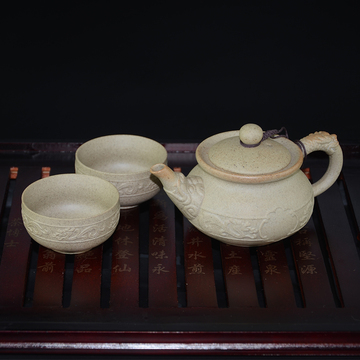 粗陶陶瓷快客杯一壶两二杯陶瓷功夫茶具 个人办公简易 旅行茶具
