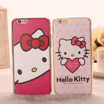 可爱卡通kitty猫咪iphone6 plus苹果5s创意甜美tpu全包手机壳硬