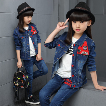 韩国代购童装女童牛仔套装新款儿童秋季中长袖休闲8岁时尚大小孩