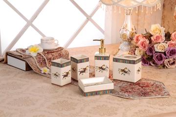 包邮高档欧式卫浴五件套创意陶瓷洗漱套装浴室漱口杯套件结婚礼物