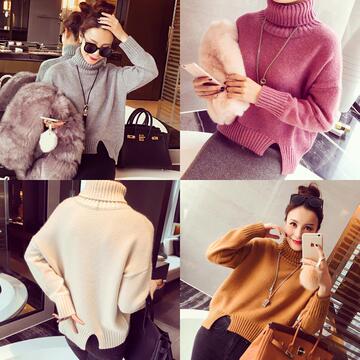 2015冬季女装新款韩版显瘦百搭纯色高领套头毛衣长袖针织打底衫潮