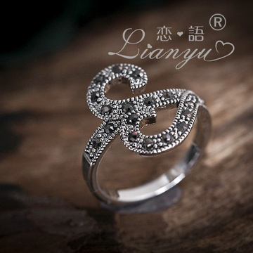 包邮日韩时尚复古仿泰银系列戒指女数字型镶钻夸张个性指环首饰品