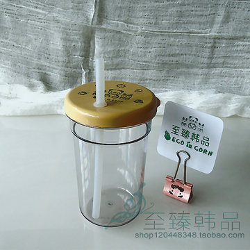 韩国Eco in Corn玉米儿童吸管水瓶400ml婴幼儿用品热销推荐限时抢