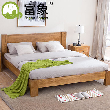 纯全实木床双人床1.8米单人床1.5现代简约卧室家具原木美式橡木床