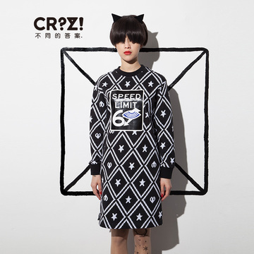 CRZ星星眼2015秋冬季专柜新品时尚短款格子女潮连衣裙CDI4L331