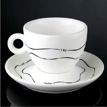 创意陶瓷咖啡杯 情侣杯子 水杯 简约杯 茶杯 送碟子 波纹骨瓷杯