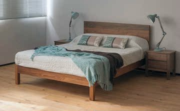 1.5米大床1.8米简约现代北欧宜家黑胡桃木婚床高档卧室家具日式