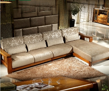 胡桃木沙发实沙发组合实木沙发布艺实木住宅家具客厅实木沙发南京