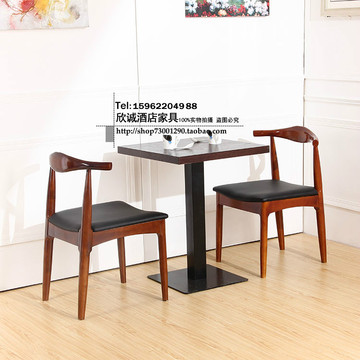 实木餐椅 牛角椅纯实木皮椅子家用实木椅子软包木椅咖啡厅椅子