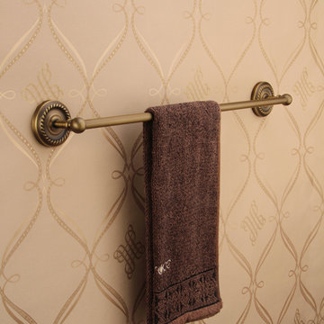 欧式仿古铜色卫浴挂件全铜单杆毛巾杆加长毛巾架浴室置物架浴巾杆