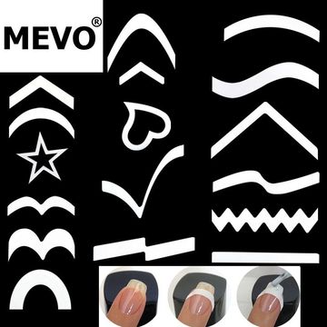 MEVO美甲法式贴纸 22张/包 微笑线 月牙 直线 爱心星星 指甲贴花