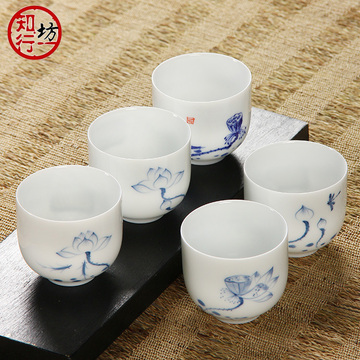 汝窑陶瓷青花瓷创意日式全手工手绘主人品茗杯功夫茶碗茶盏茶杯小