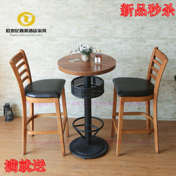批发 咖啡厅桌椅组合 实木高吧桌椅 时尚 酒吧桌椅 简约现代桌椅
