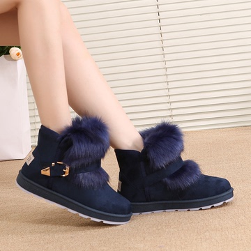 2015冬季新款短筒女靴子加厚雪地靴防滑短靴学生平底保暖加绒棉鞋
