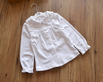 2015秋装新款女童宝宝白色娃娃领长袖儿童衬衫 白衬 衣童装上衣