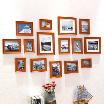 卧室相片墙照片画框墙欧式木质照片墙实木创意组合相框挂墙客厅