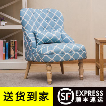 欧式小户型单人布艺小沙发美式创意田园简易沙发椅简欧老虎椅