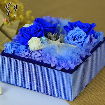 梦之草新款永生花玫瑰干花礼盒 保鲜花创意摆件礼物 多款可选