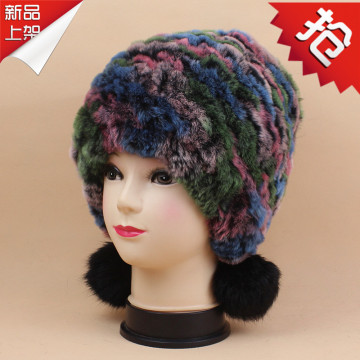 新款加厚皮草密织帽子护耳帽獭兔毛帽子保暖毛线帽棉帽韩版女士冬