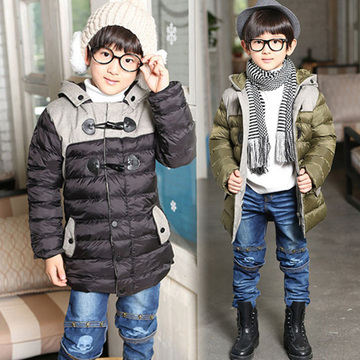 2015新款男童棉服中长款棉衣外套 韩版加厚儿童棉袄 童装宝宝冬装