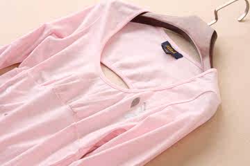 欧美新品 淡淡粉色 微露后背圆领纯棉打底衫T恤